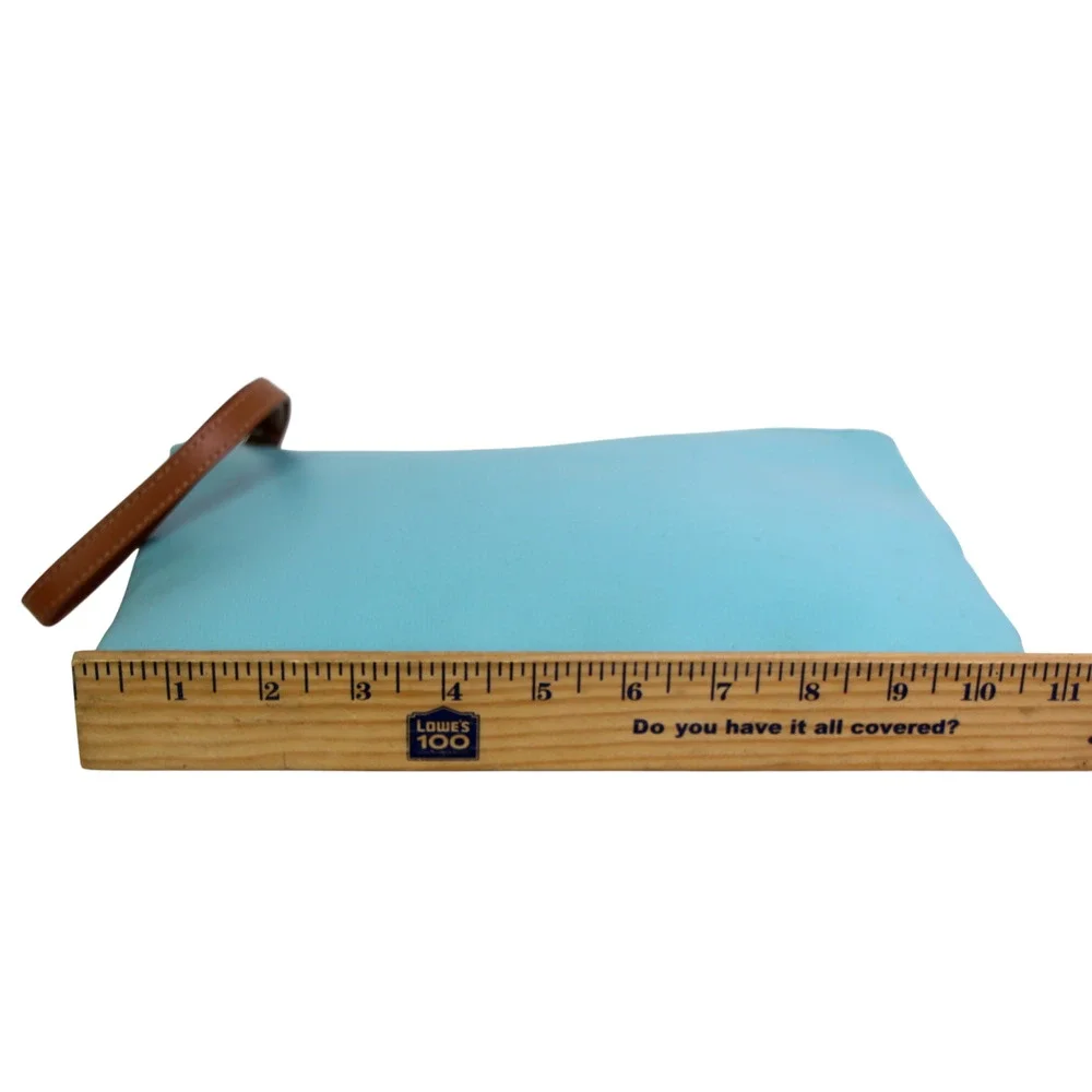 The Bag BABY BLUE GENUINE LEATHER ZIP TOP PURSE CLUTCH WALLET WRISTLET HANDBAG